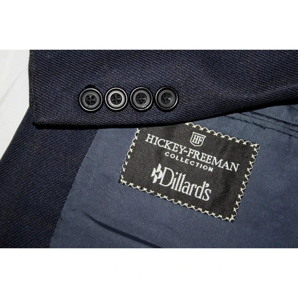 HICKEY FREEMAN Boardroom 40L Blue Wool Sport Coat USA Made 2 Button Blazer